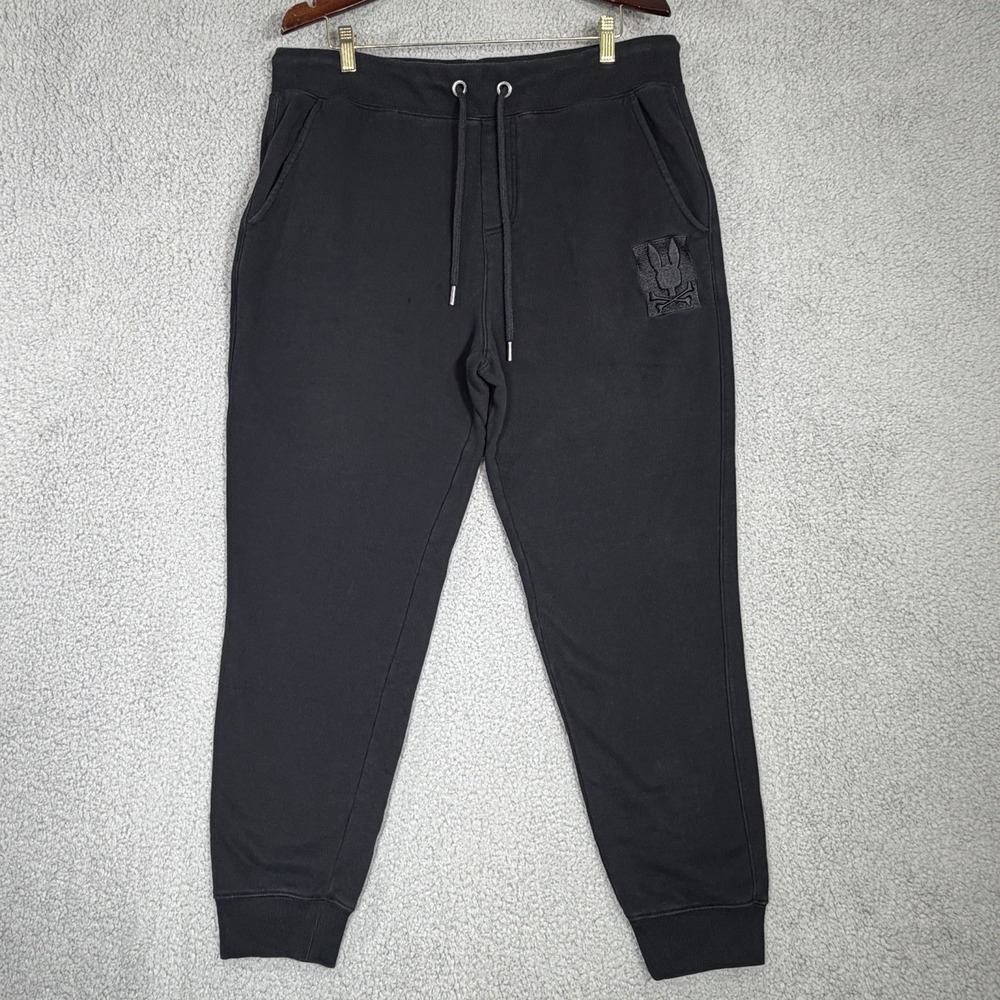 Psycho Bunny Sweatpants Mens XL Black Jogger Drawstring Pockets Logo Casual